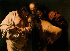 "Doubting Thomas", Caravaggio, c 1603